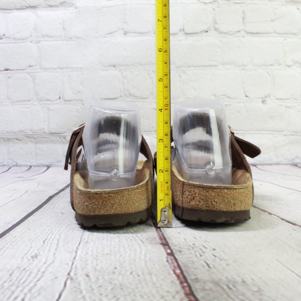 Birkenstock Unisex Brown Leather Slip On Two Straps Buckled Sandals Size 10 - Picture 6 of 8